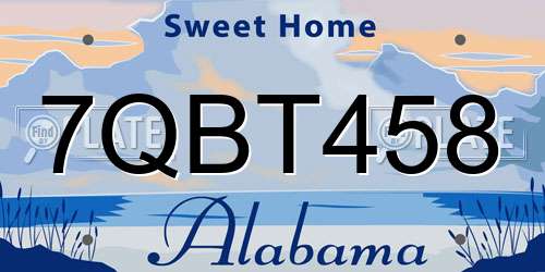 7QBT458 Alabama License Plate