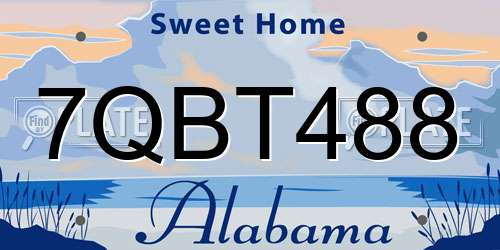 7QBT488 Alabama License Plate