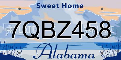 7QBZ458 Alabama License Plate