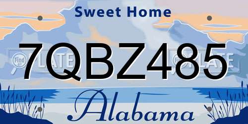 7QBZ485 Alabama License Plate