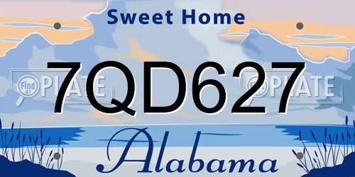 7QD627 Alabama License Plate
