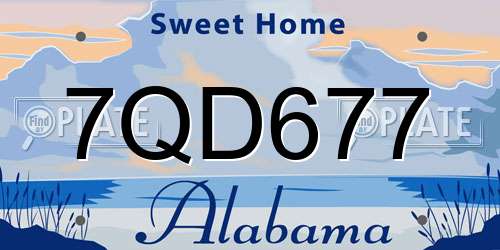 7QD677 Alabama License Plate