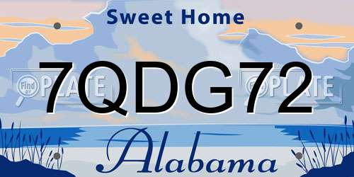 7QDG72 Alabama License Plate