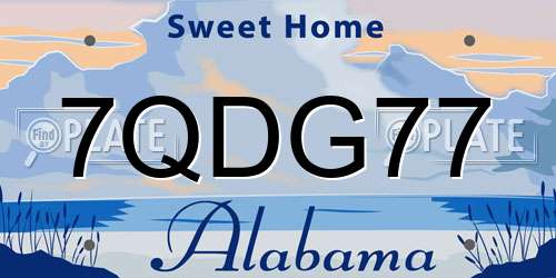 7QDG77 Alabama License Plate
