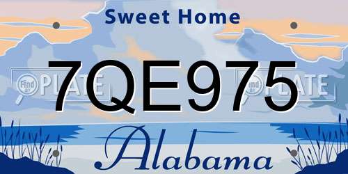 7QE975 Alabama License Plate