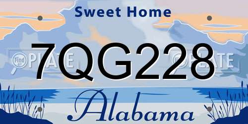 7QG228 Alabama License Plate