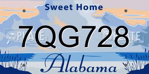 7QG728 Alabama License Plate