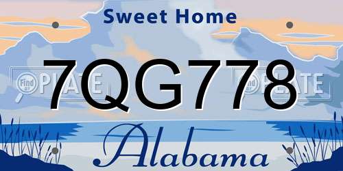 7QG778 Alabama License Plate
