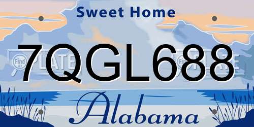 7QGL688 Alabama License Plate