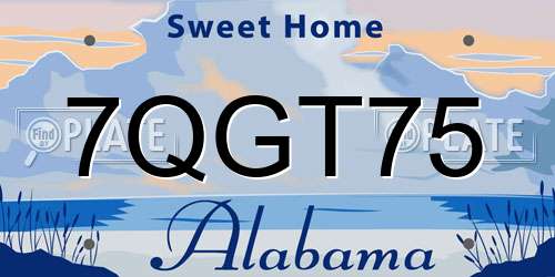 7QGT75 Alabama License Plate