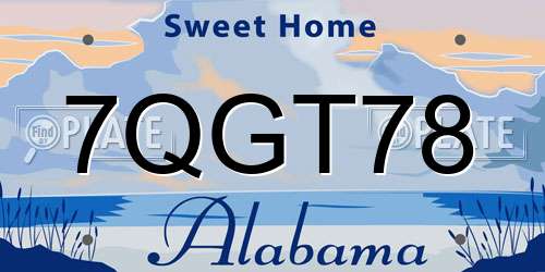 7QGT78 Alabama License Plate