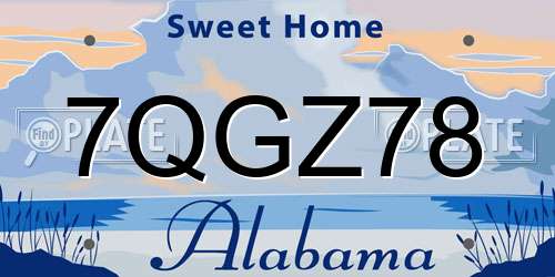 7QGZ78 Alabama License Plate
