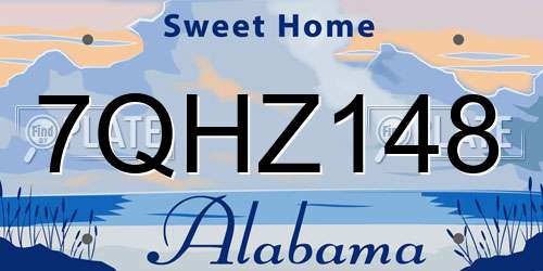 7QHZ148 Alabama License Plate