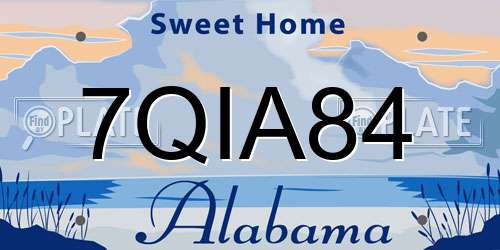 7QIA84 Alabama License Plate