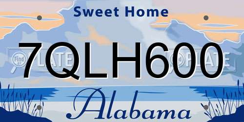 7QLH600 Alabama License Plate