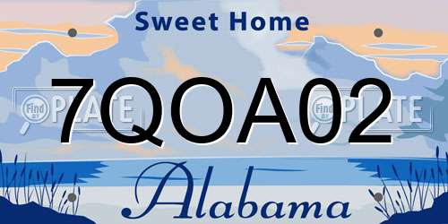 7QOA02 Alabama License Plate