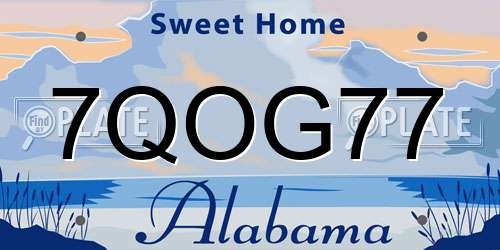 7QOG77 Alabama License Plate