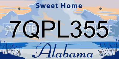 7QPL355 Alabama License Plate
