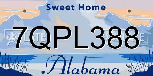 7QPL388 Alabama License Plate