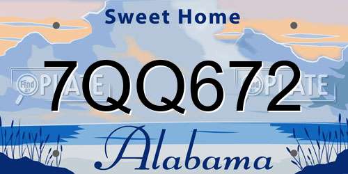 7QQ672 Alabama License Plate