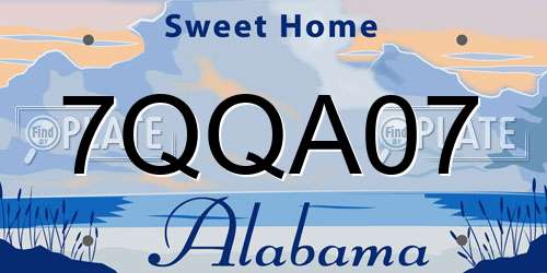 7QQA07 Alabama License Plate