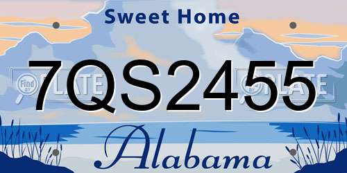 7QS2455 Alabama License Plate