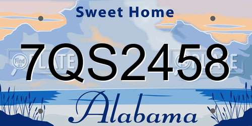 7QS2458 Alabama License Plate