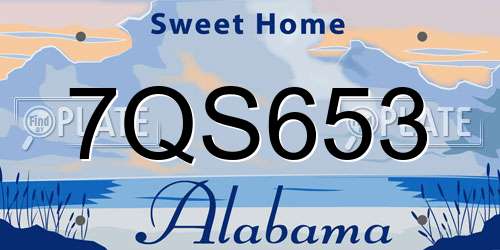7QS653 Alabama License Plate