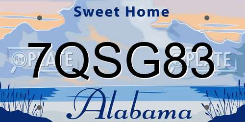 7QSG83 Alabama License Plate