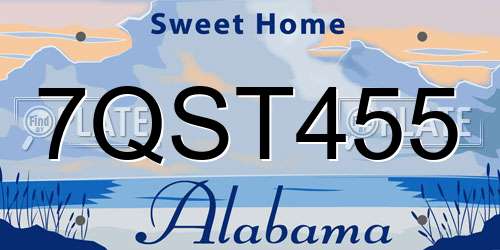 7QST455 Alabama License Plate