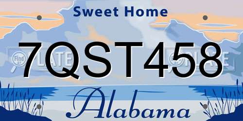 7QST458 Alabama License Plate