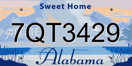 7QT3429 Alabama License Plate