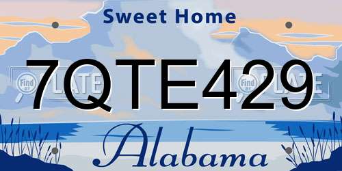 7QTE429 Alabama License Plate