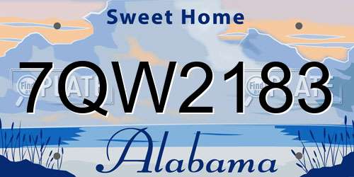 7QW2183 Alabama License Plate