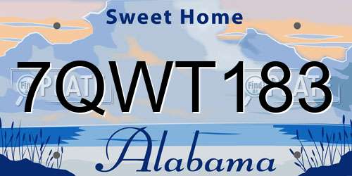 7QWT183 Alabama License Plate