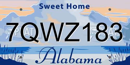 7QWZ183 Alabama License Plate