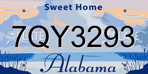 7QY3293 Alabama License Plate