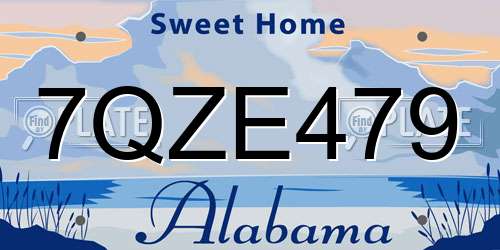 7QZE479 Alabama License Plate