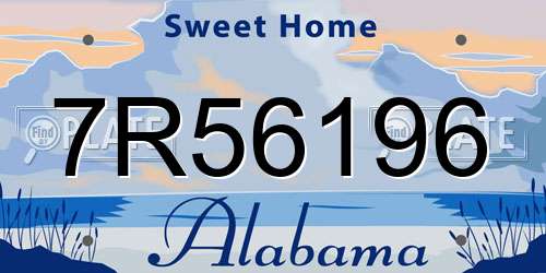 7R56196 Alabama License Plate