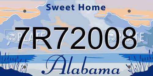 7R72008 Alabama License Plate