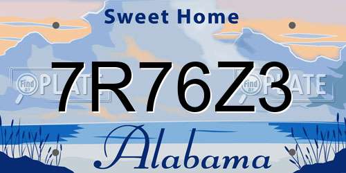 7R76Z3 Alabama License Plate