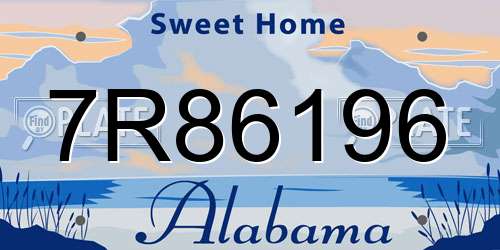 7R86196 Alabama License Plate