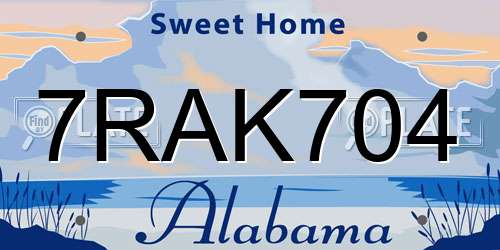7RAK704 Alabama License Plate