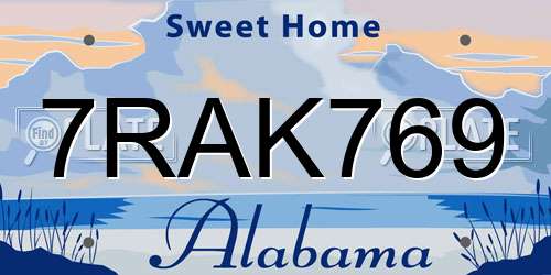7RAK769 Alabama License Plate