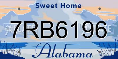 7RB6196 Alabama License Plate