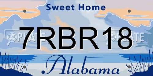 7RBR18 Alabama License Plate