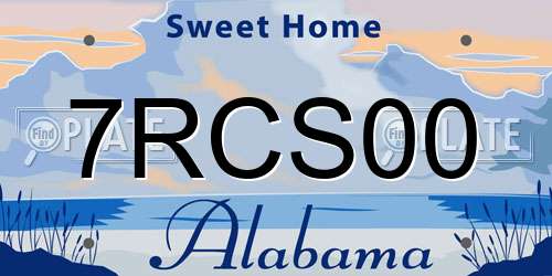 7RCS00 Alabama License Plate
