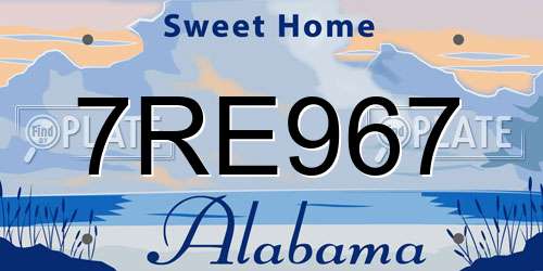 7RE967 Alabama License Plate