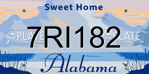 7RI182 Alabama License Plate