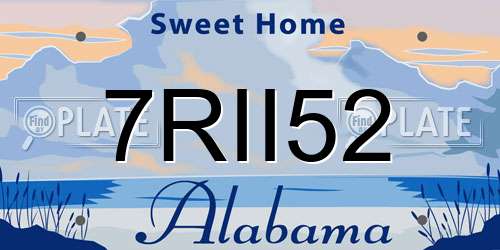 7RII52 Alabama License Plate
